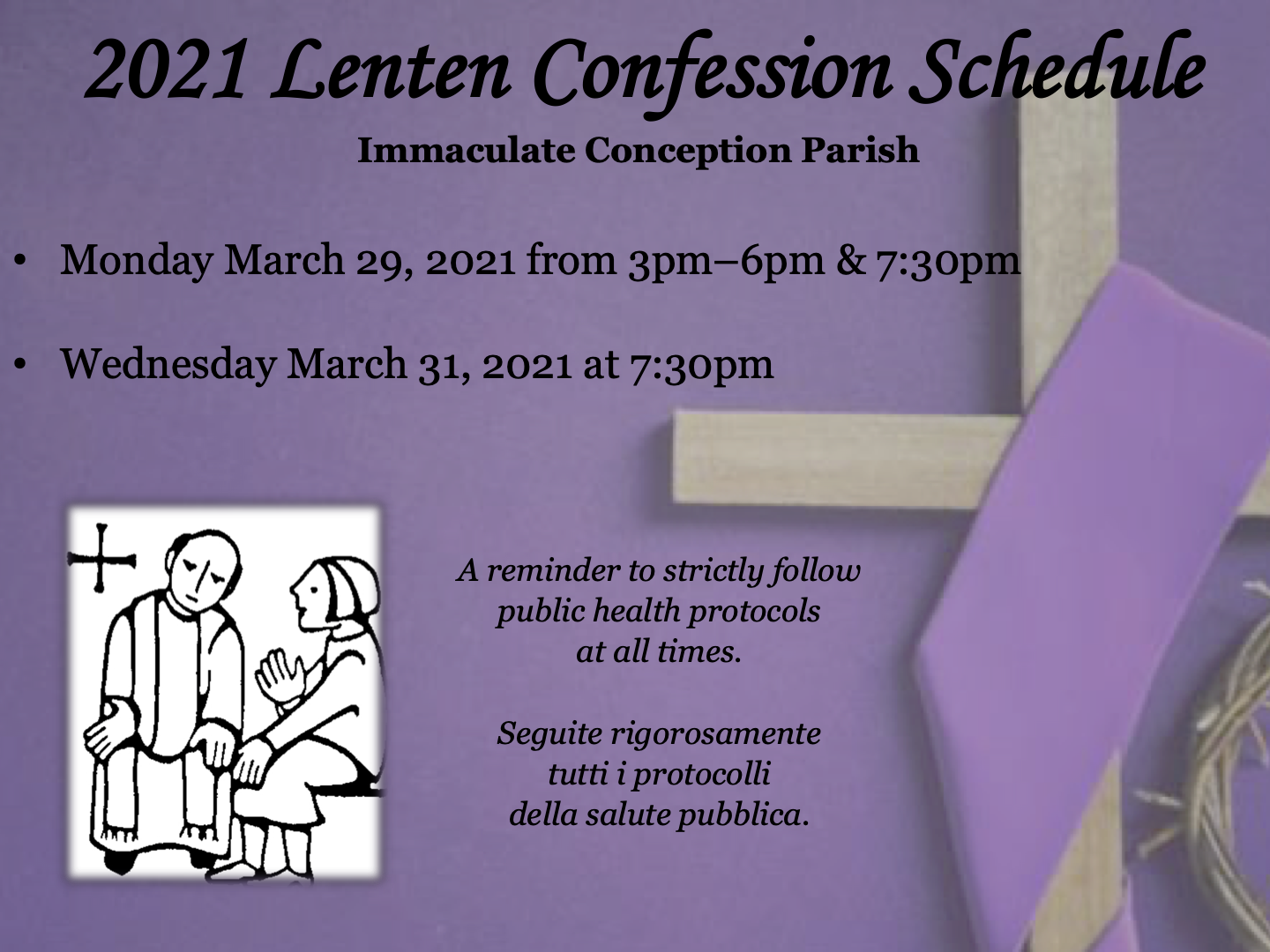 2021 Lenten Confession Schedule