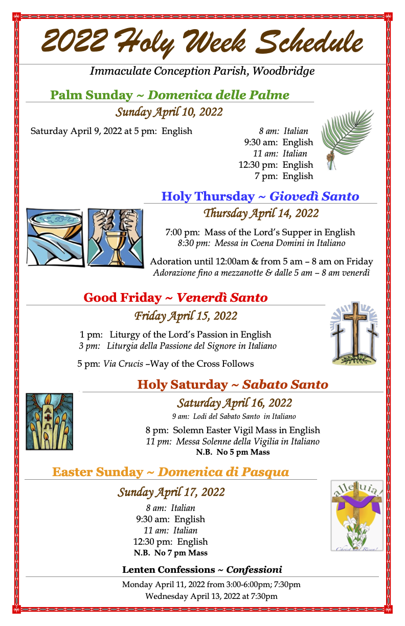 2022 Holy Week Schedule