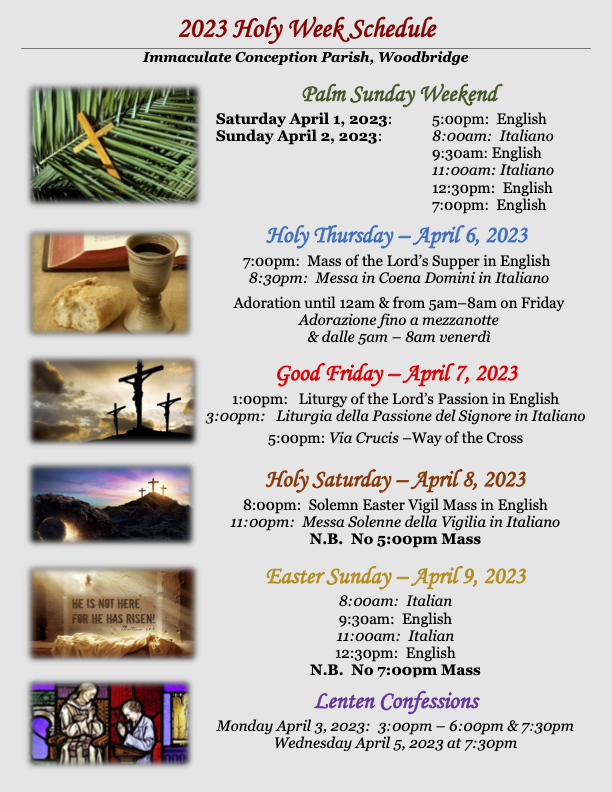 2023 Holy Week Schedule